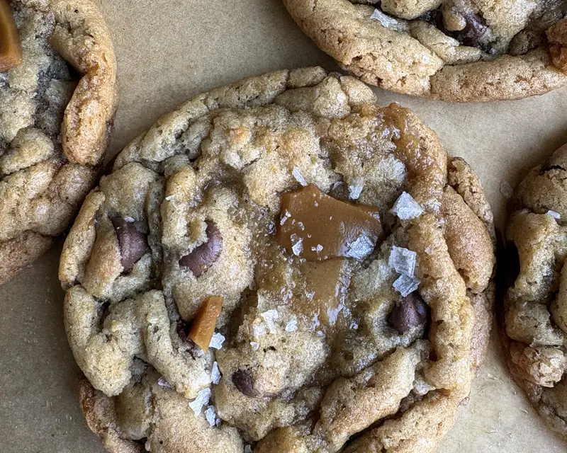 Chocolate chip toffee sourdough cookies
