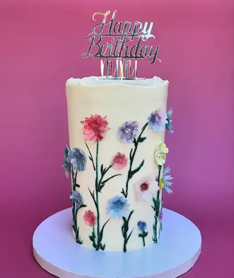 Tall wildflower buttercream cake
